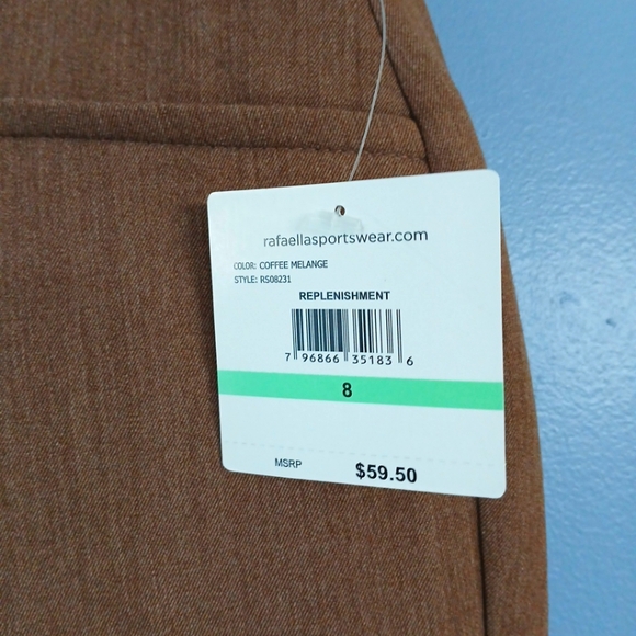 Rafaella Women Brown Stretch Tapered Boot Curvy Fit Bootcut Leg Slacks Pants 8 - Picture 3 of 6